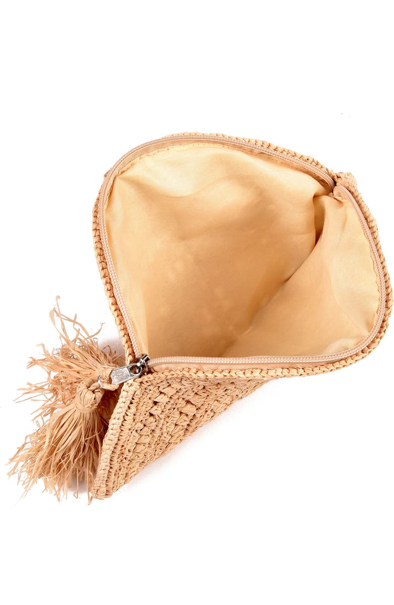 Adornia Raffia Moon Clutch, Alternate, color, Tan