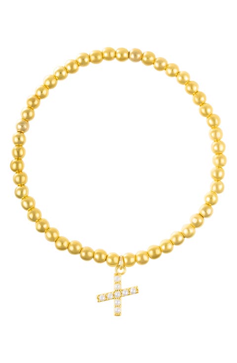 Faux Pearl Initial Charm Beaded Bracelet