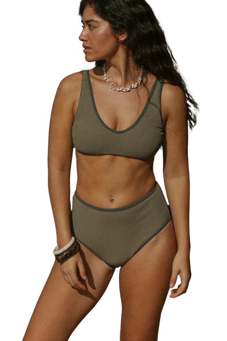 Haze V Neck Bikini Top, Main, color, Green