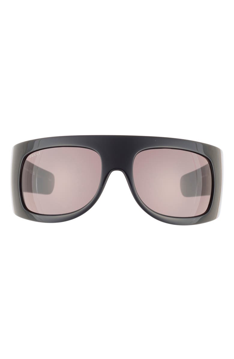 Gucci 66mm Shield Sunglasses, Main, color, Black Black Grey