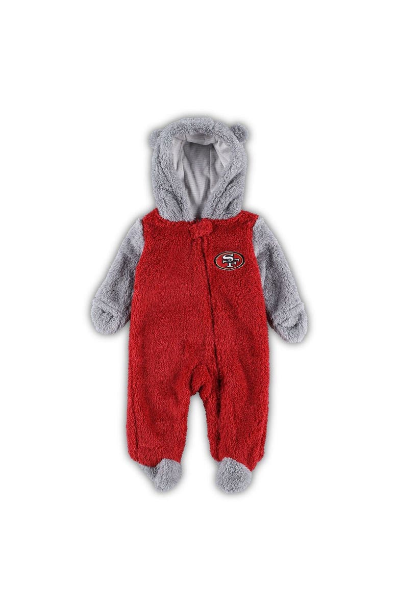 Outerstuff Newborn & Infant Scarlet/Gray San Francisco 49ers Game Nap Teddy Fleece Bunting Full-Zip Sleeper, Main, color, 