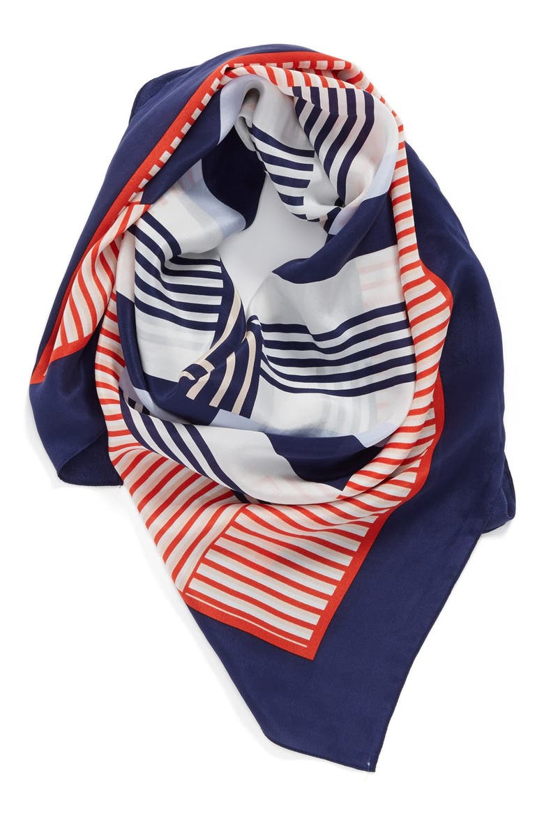'Starboard' Sandwashed Silk Scarf, Main, color, NAVY COMBO