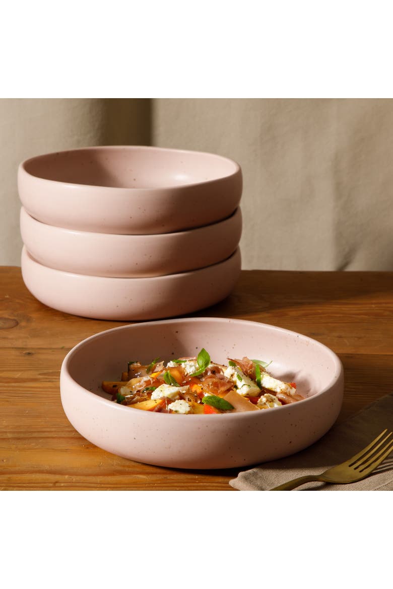 Corsica Clay 4 Piece Meal, Dinner, Pasta Bowl Set, Alternate, color, Prosecco Blush Pink