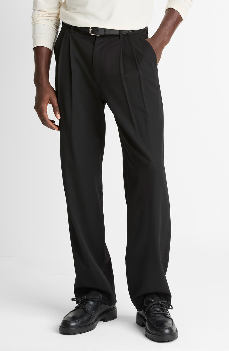 Vince Pleated Wool Dress Pants, Main, color, Black