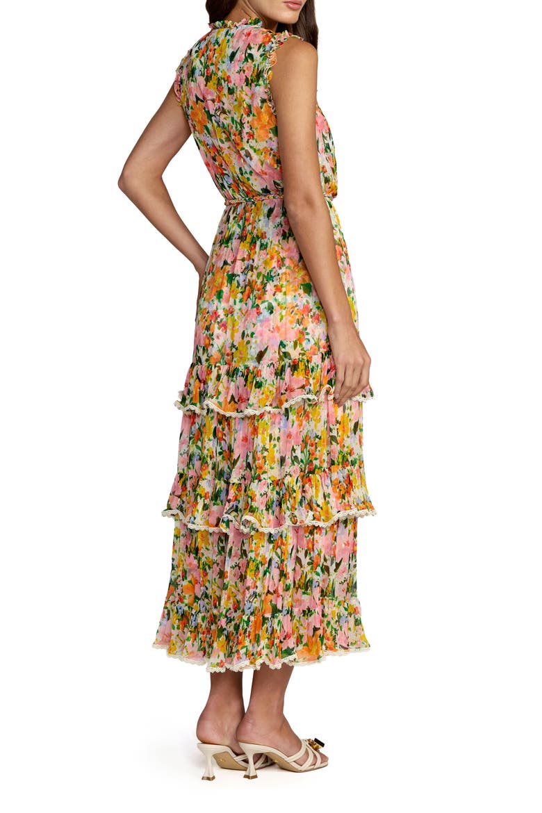 Multi Floral Tiered Ruffle Midi Dress, Alternate, color, Multi