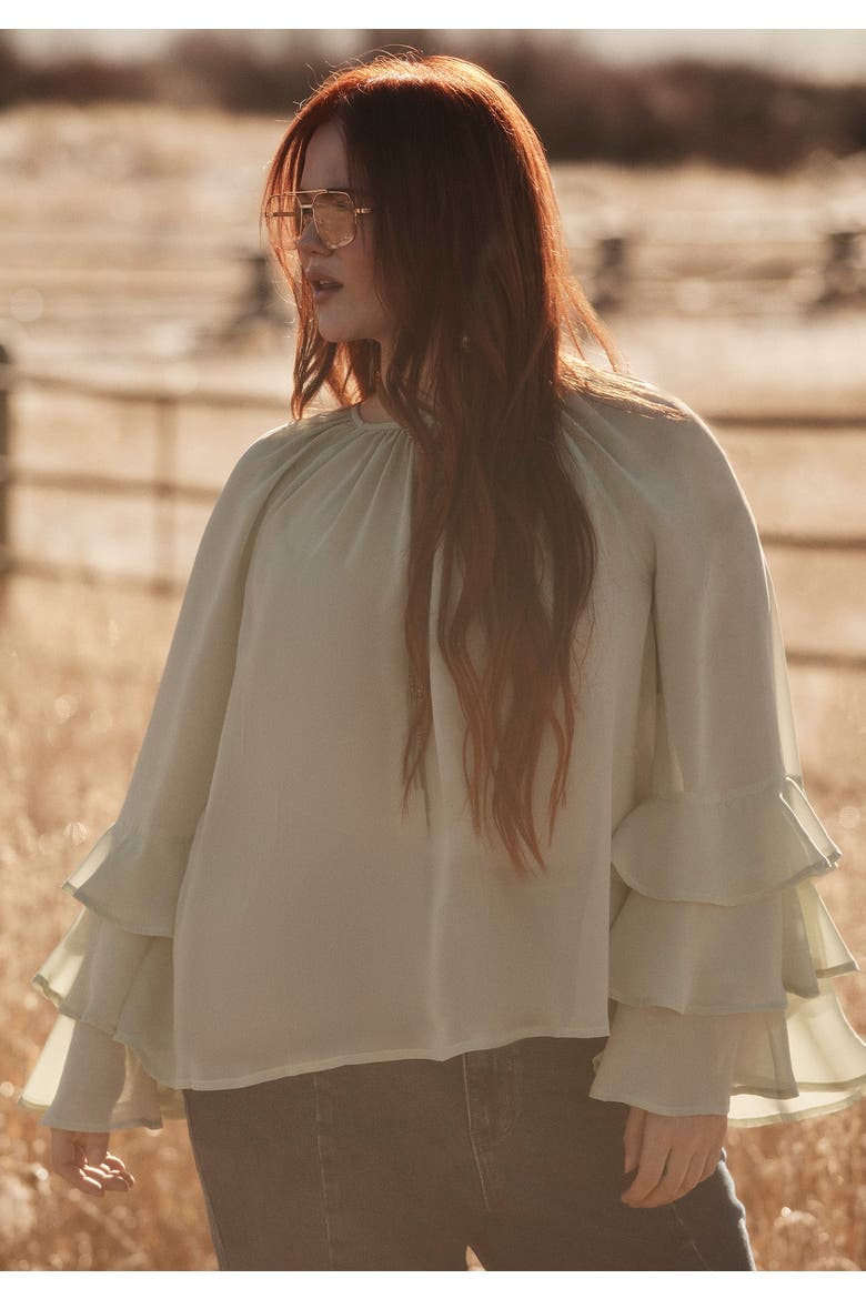 Ruffled Chiffon Blouse, Alternate, color, MERCURY