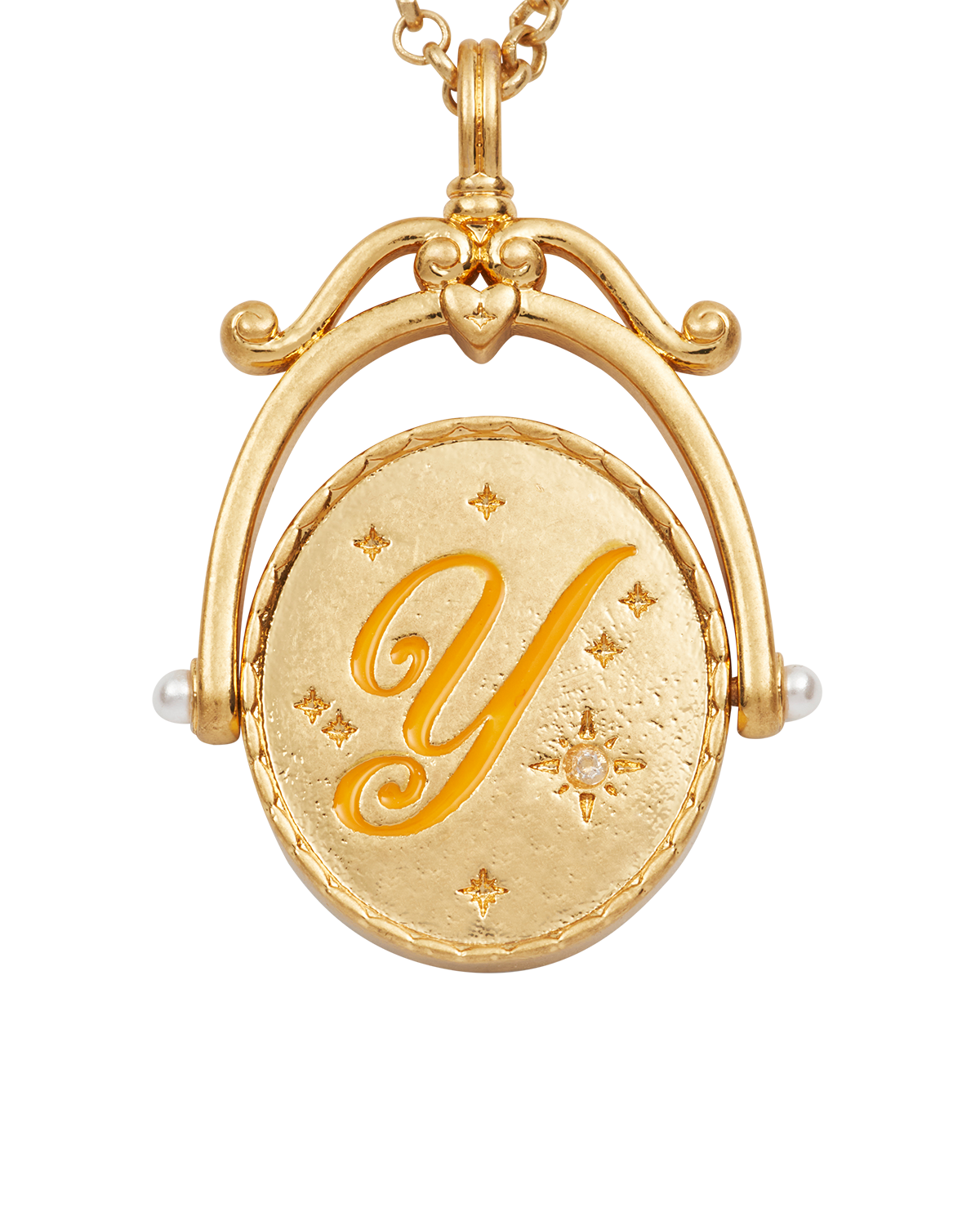 Fable England Y Initial Yarrow Gold Spinner Chain Necklace (Women ...