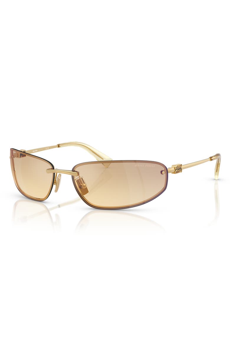 Miu Miu 69mm Oversize Oval Sunglasses, Alternate, color, Gold