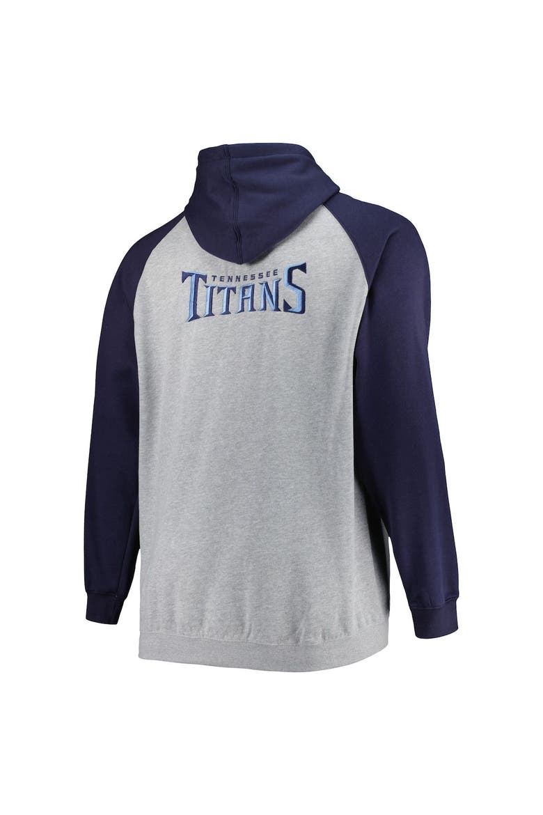 Men's Heather Gray Tennessee Titans Big & Tall Fleece Raglan Full-Zip Hoodie Jacket, Alternate, color, Heather Gray