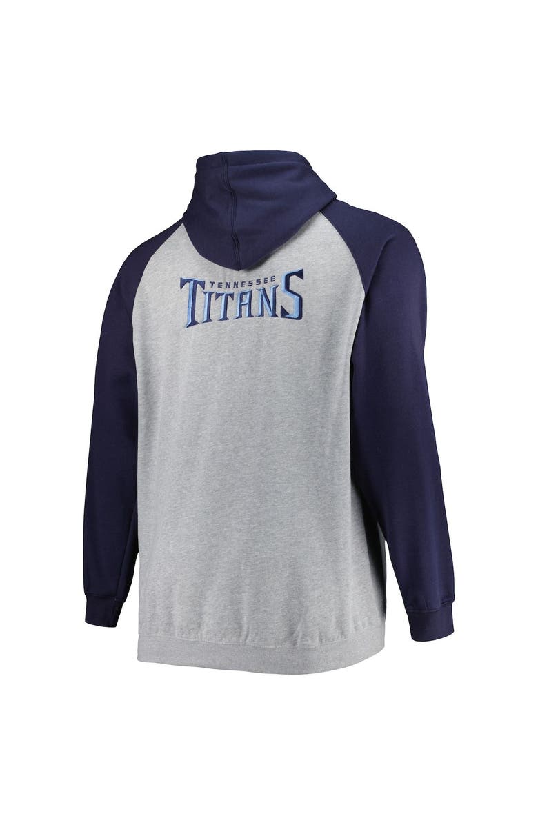 PROFILE Men's Heather Gray Tennessee Titans Big & Tall Fleece Raglan Full-Zip Hoodie Jacket, Alternate, color, Heather Gray