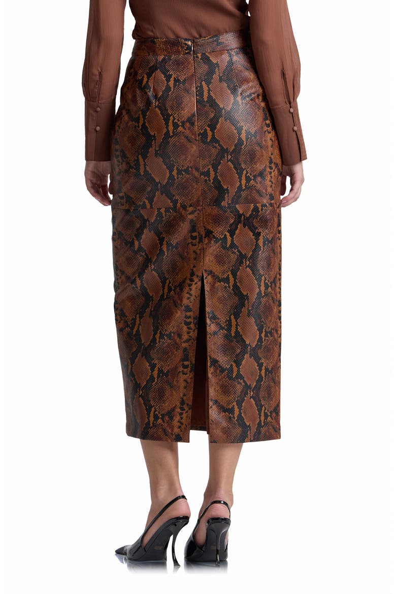 Faux Leather Midi Skirt, Alternate, color, BROWN/ BLACK PYTHON