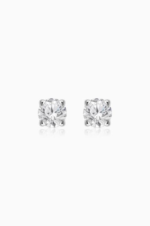 14K White Gold Shine Bright Diamond Small Studs