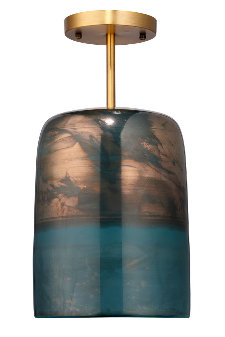 Vapor Glass Semi-Flush Mount, Aqua, Main, color, Aqua Metallic Glass