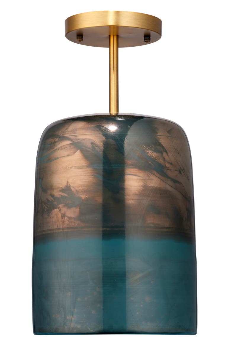 JAMIE YOUNG Vapor Glass Semi-Flush Mount, Aqua, Main, color, Aqua Metallic Glass