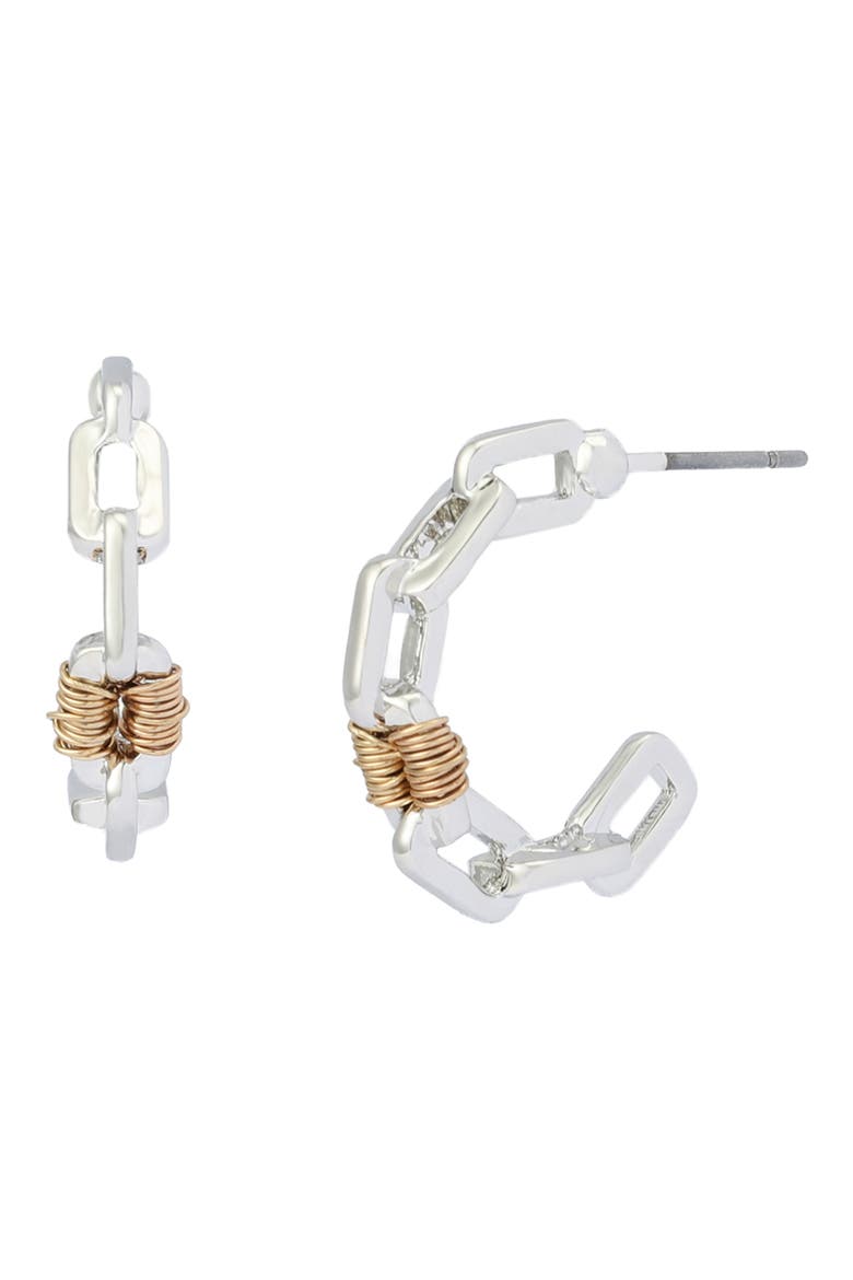 Paper Clip Hoop Earrings, Main, color, TWO TONE