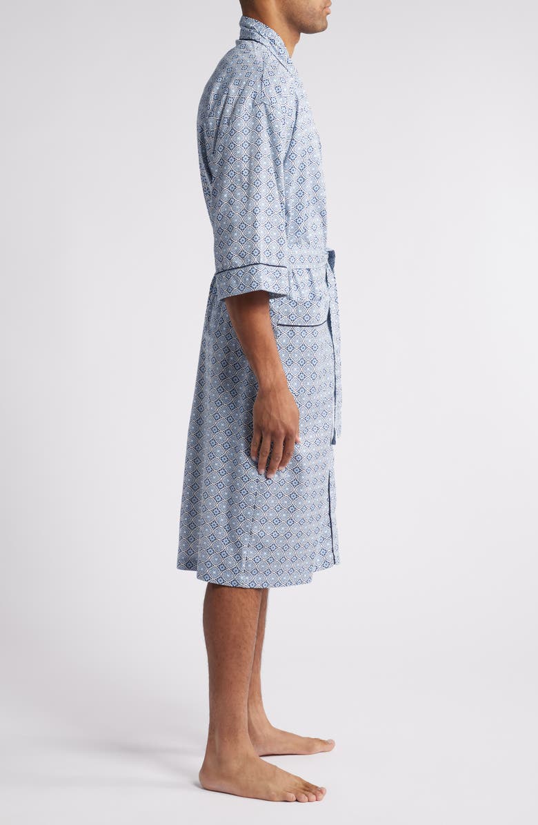 Majestic International Grecian Print Woven Robe, Alternate, color, Jewel Blue