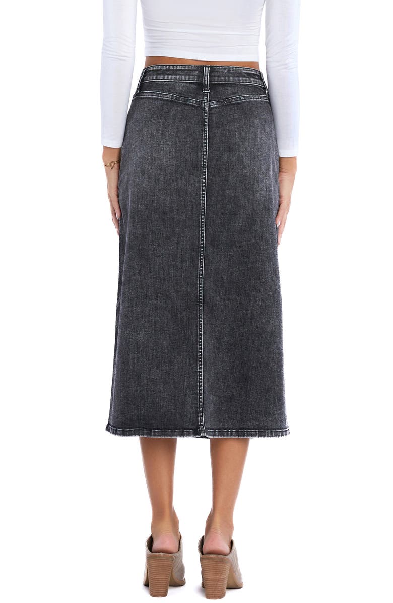 Wash Lab Denim Mallory Denim Midi Skirt, Alternate, color, Black Sesame