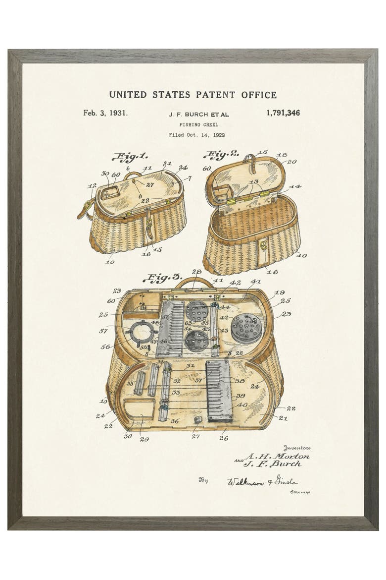 Fishing Creel Patent in Black Frame, Main, color, No Color