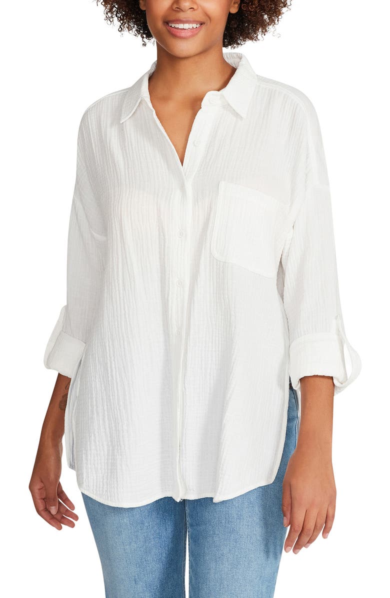 Steve Madden Gauze Button-Up Shirt, Main, color, 
