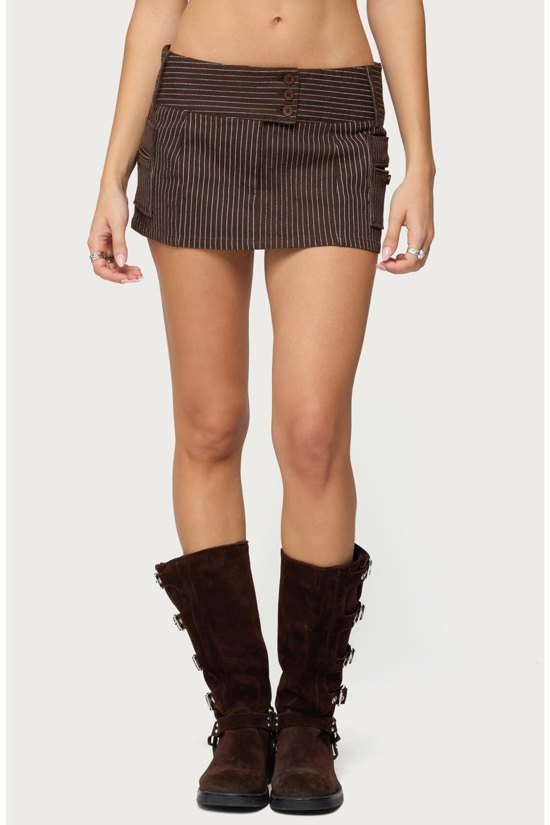 Lorna Pinstripe Cotton Blend Miniskort, Main, color, DARK-BROWN