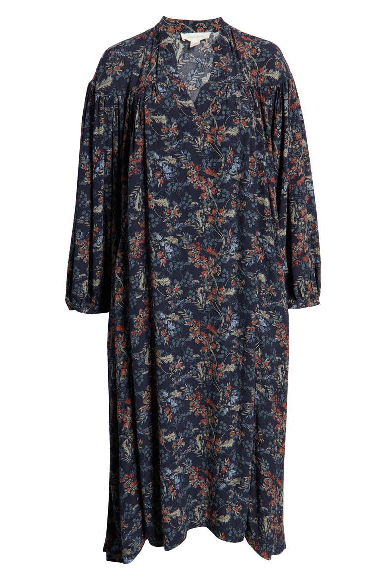 Floral Long Sleeve Woven Midi Dress, Alternate, color, NAVY BLAZER CONVO FLORAL
