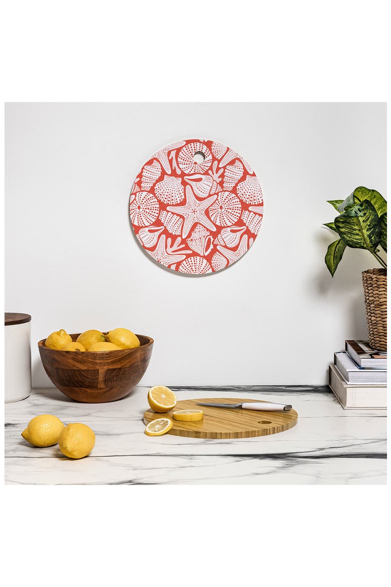 Ocean Floor Shell Print Cutting Board, Alternate, color, RED