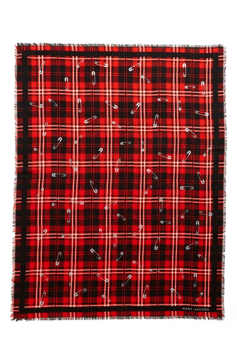 Marc Jacobs Plaid Wool Scarf, Alternate, color,