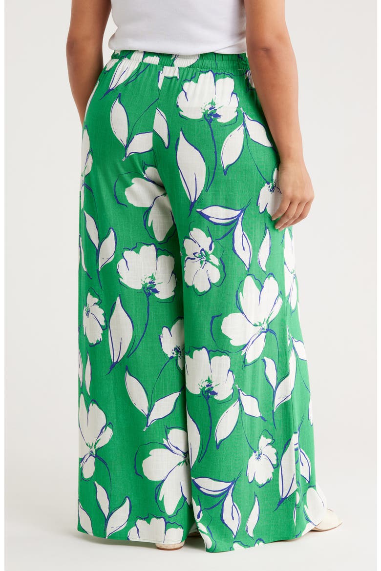 Floral Print Wide Leg Pants, Alternate, color, GREEN