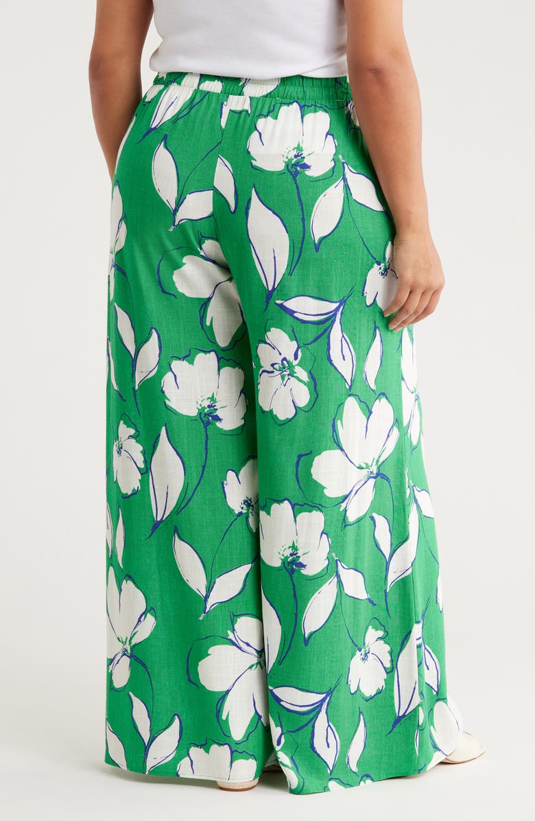 Renee C Floral Print Wide Leg Pants, Alternate, color, Green