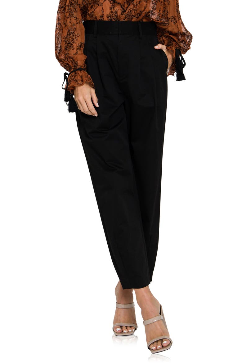 High Waist Pleated Trousers, Main, color, BLACK