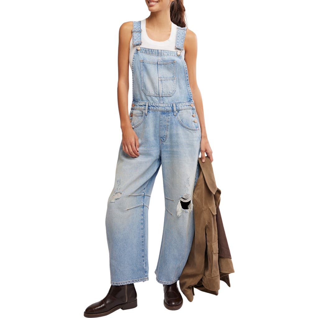 Shop Free People Good Luck Denim Overalls In Going Steady