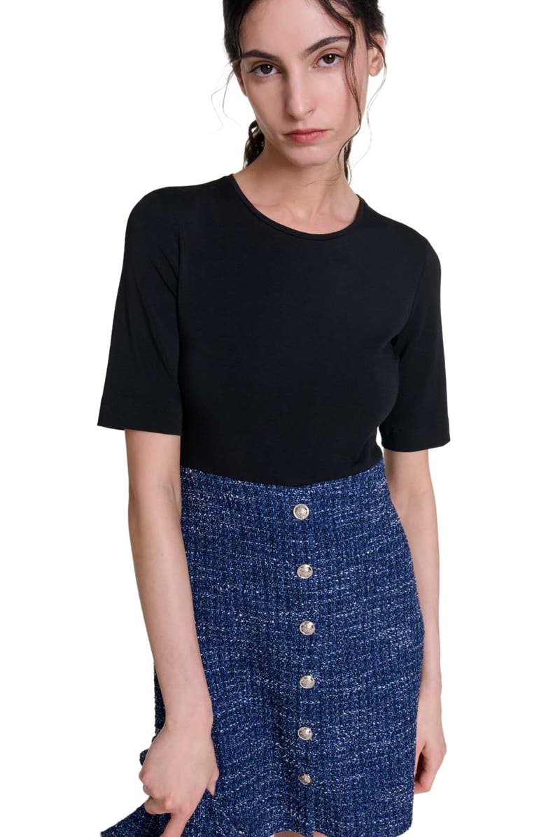 maje 2-in-1 tweed dress, Alternate, color, 