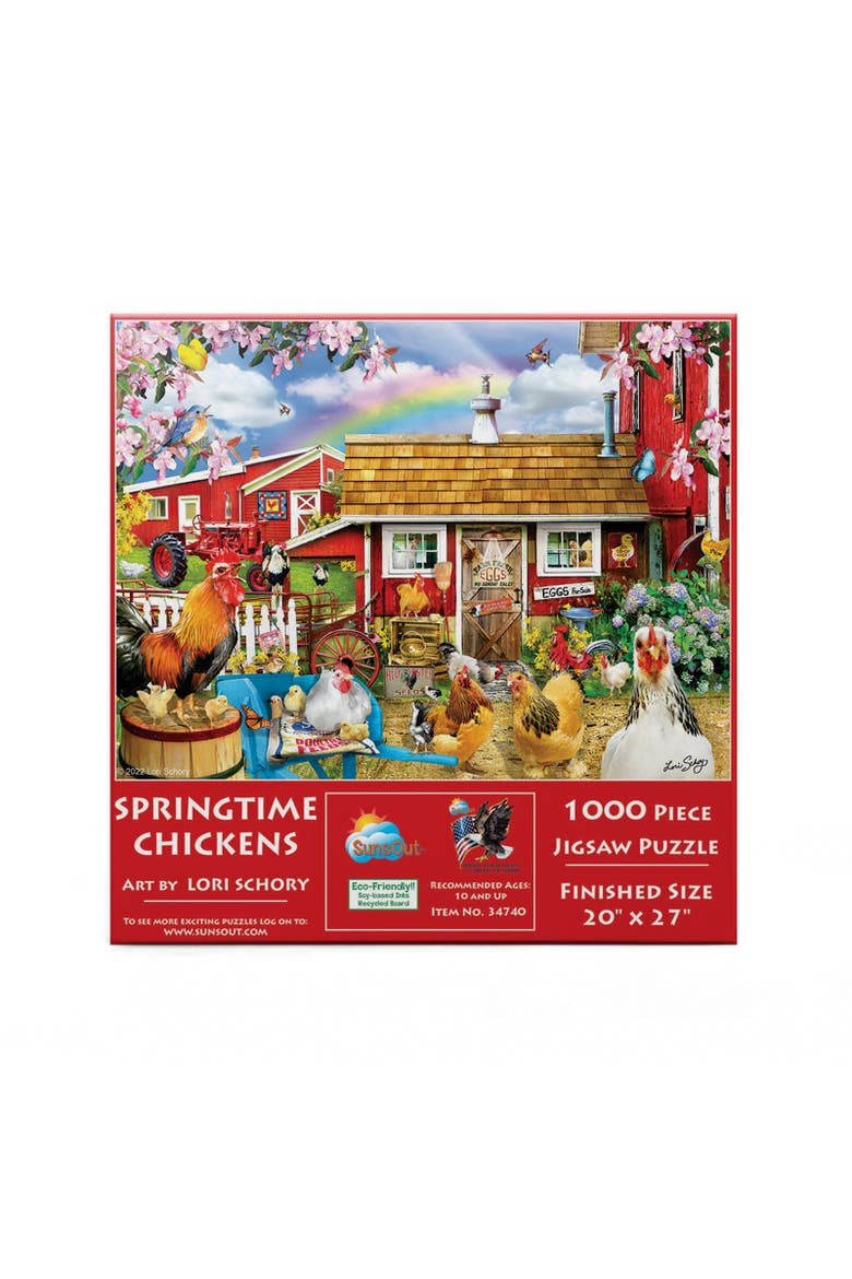 Springtime Chickens 1000 piece Jigsaw Puzzle for Adults, Alternate, color, Multicolor