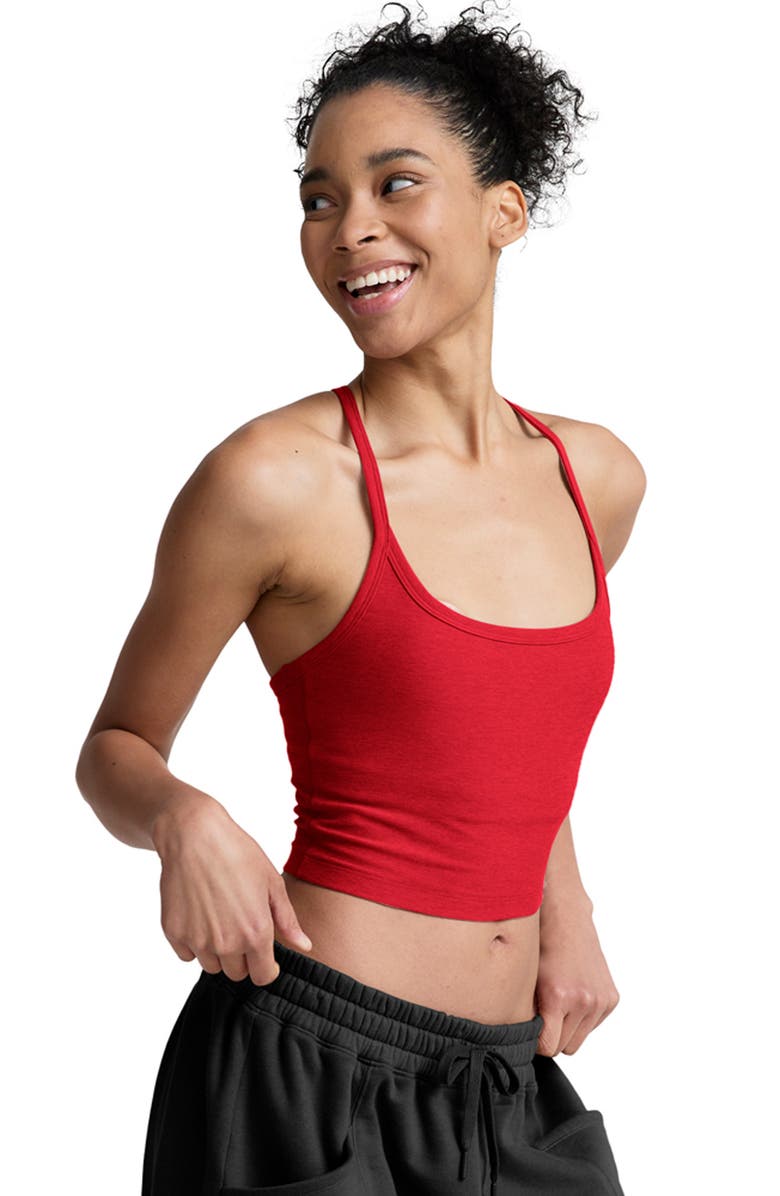 Beyond Yoga Spacedye Racerback Crop Top, Alternate, color, Holly Red Heather