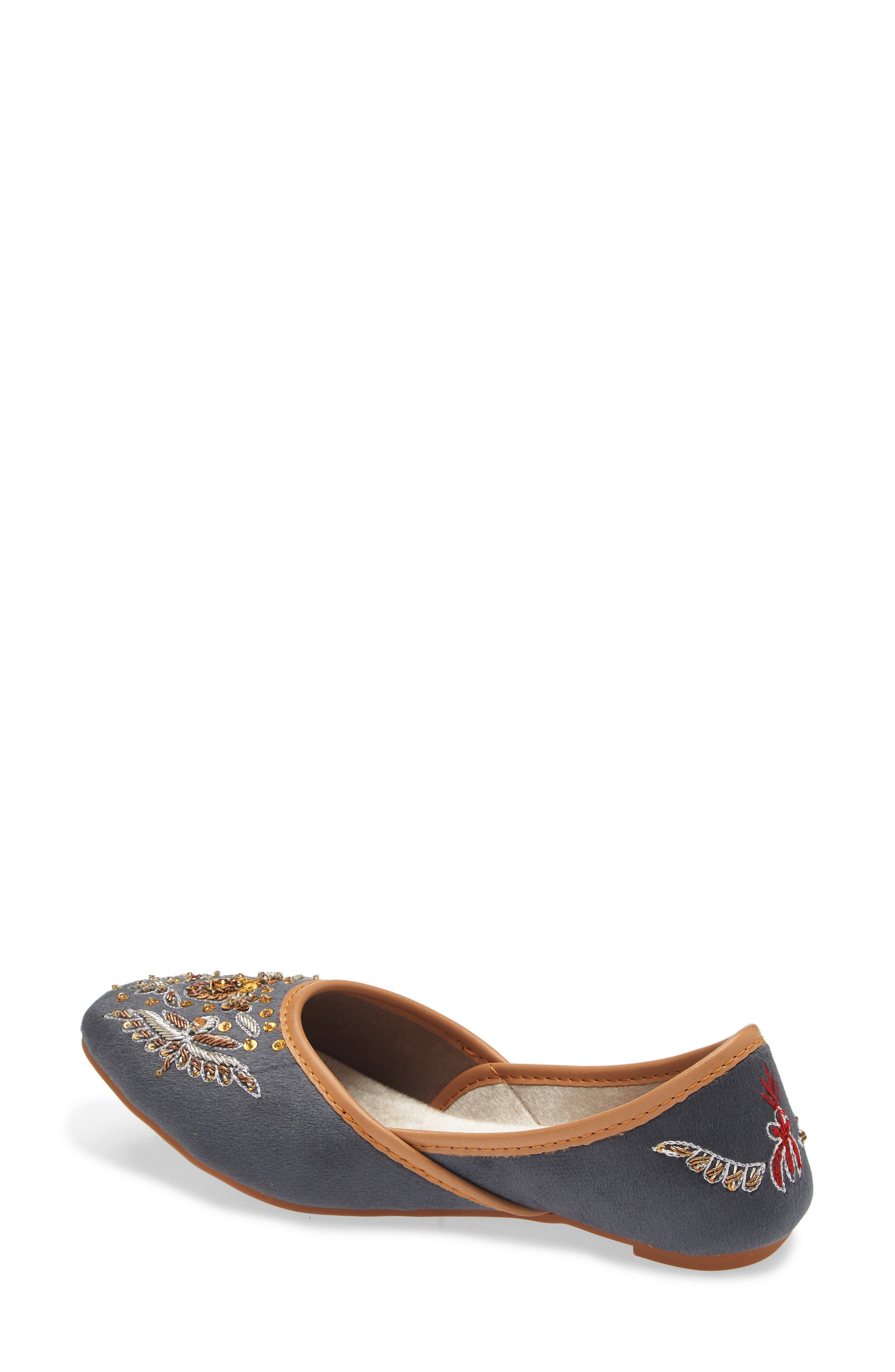FUCHSIA Eloise Embroidered Jutti Flat, Alternate, color, Gray