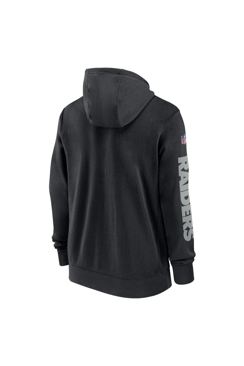 Men's Nike Black Las Vegas Raiders 2024 Sideline Club Full-Zip Hoodie, Alternate, color, Black