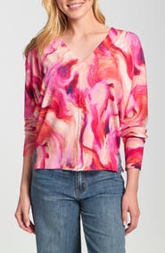 APNY Berry Marble Print Sweater