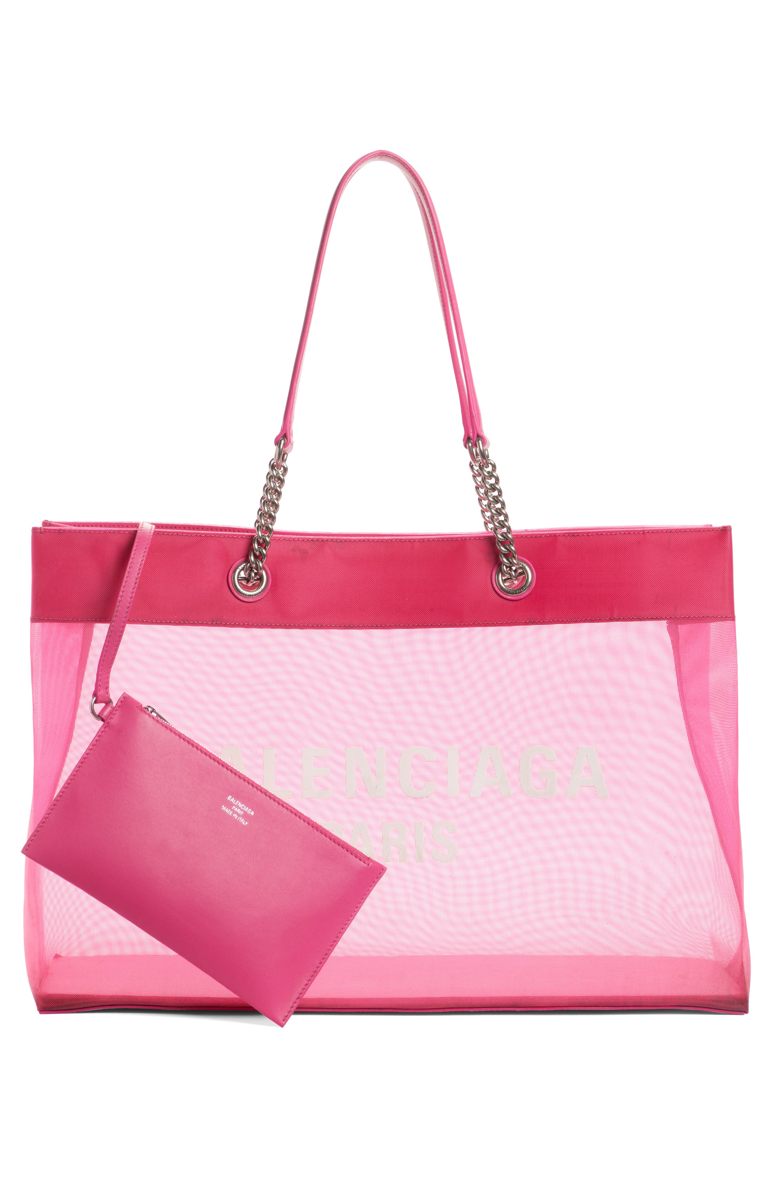 Large Duty Free Mesh Tote, Alternate, color, FUCHSIA/ L WHITE