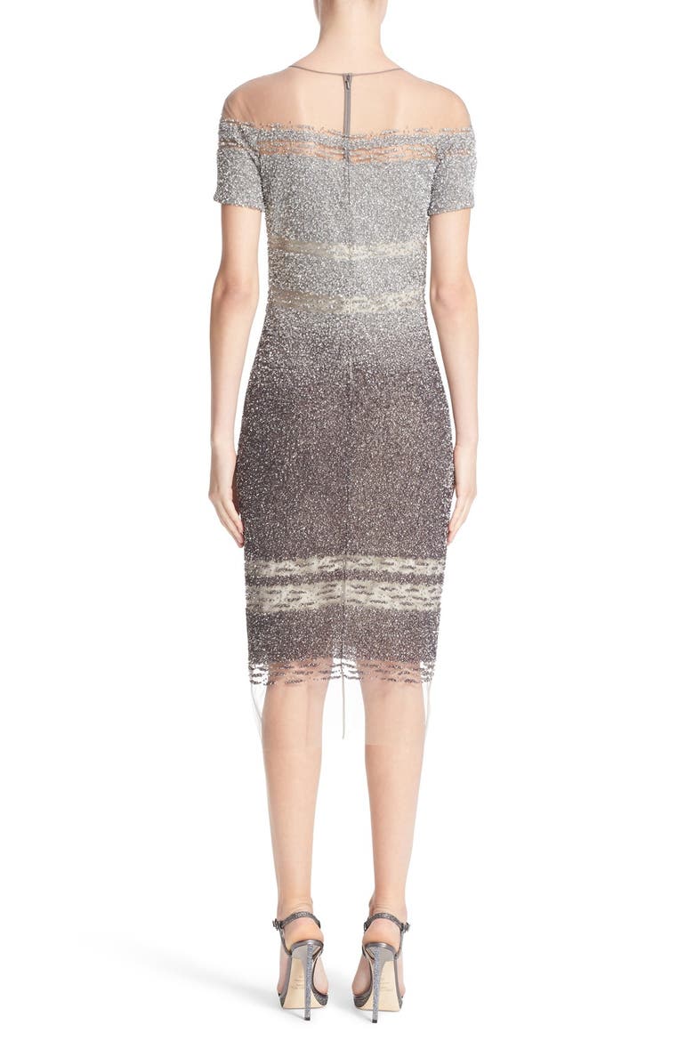 Signature Sequin Cap Sleeve Cocktail Dress, Alternate, color, SILVER/ DARK GREY