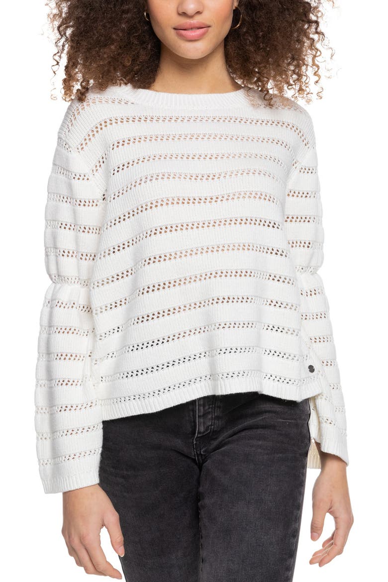 Aloha Open Stitch Cotton Blend Sweater, Main, color, SNOW WHITE