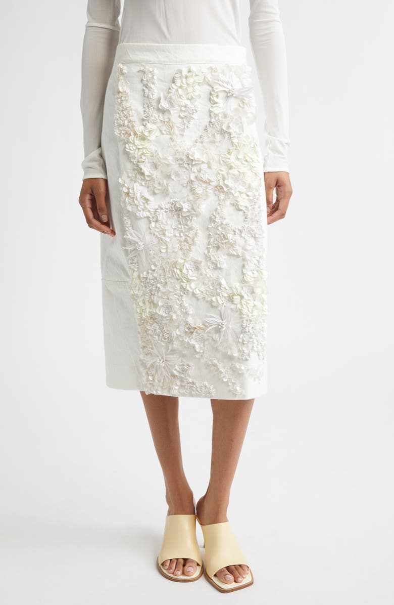 PLAN C Sequin Stretch Drill Pencil Skirt, Main, color, Butter