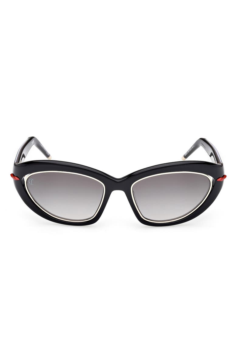Christian Louboutin So Kate 55mm Gradient Cat Eye Sunglasses, Main, color, Black/ Zeiss Smoke Lens