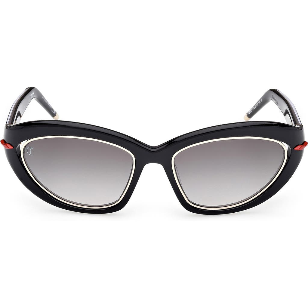 Christian Louboutin So Kate 55mm Gradient Cat Eye Sunglasses In Black