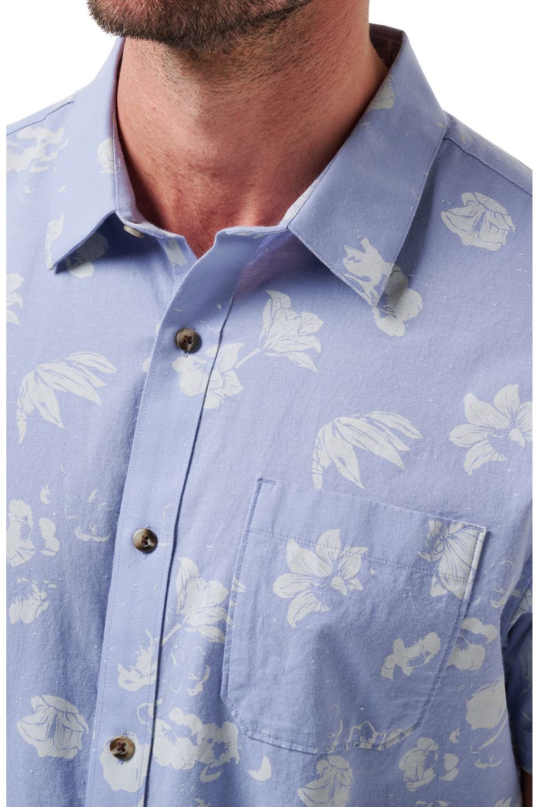 Fan Palm Short Sleeve Button-Up Shirt, Alternate, color, PALE IRIS