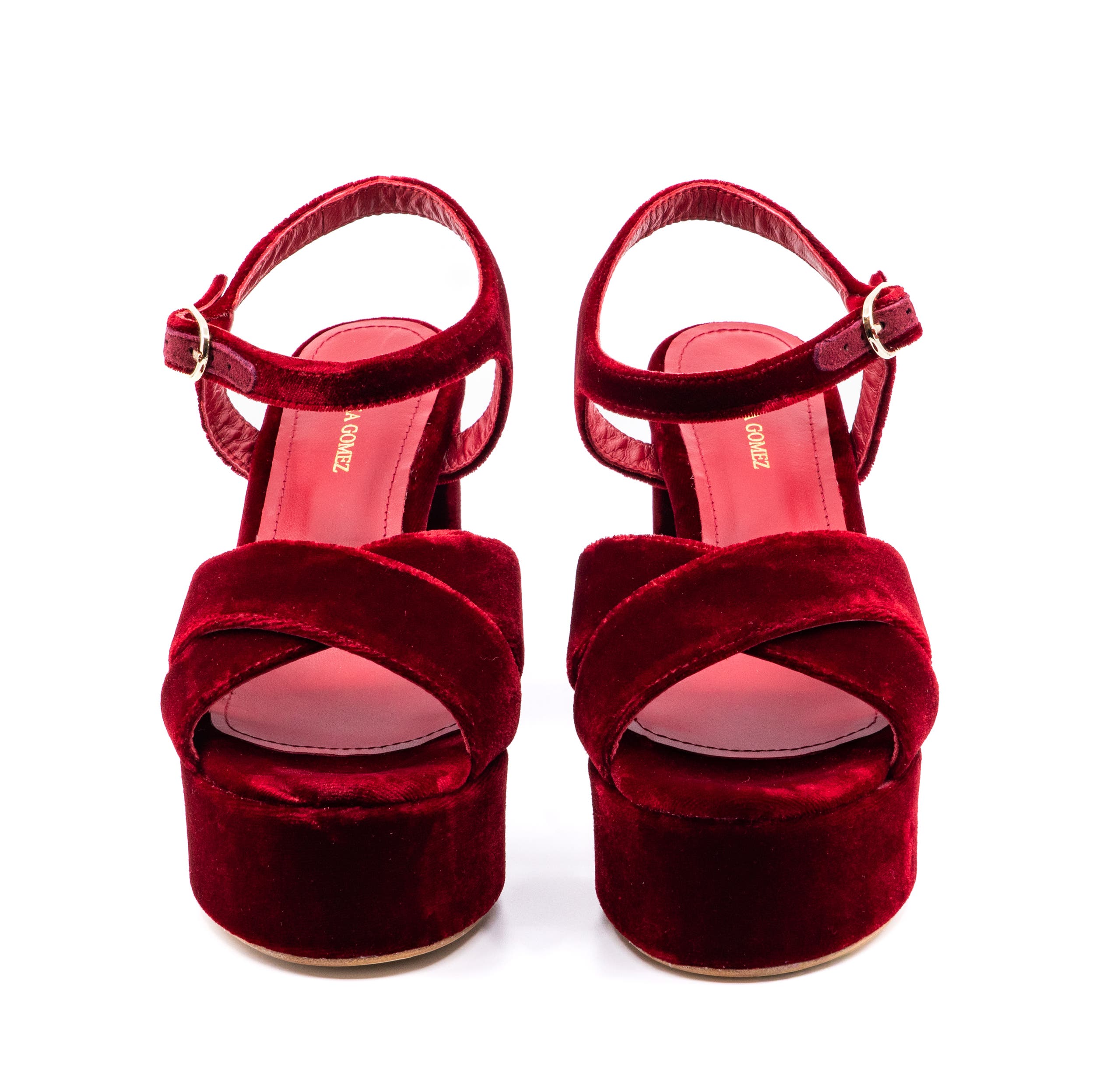 Andrea Gomez Bella Velvet Platform, Alternate, color, Red