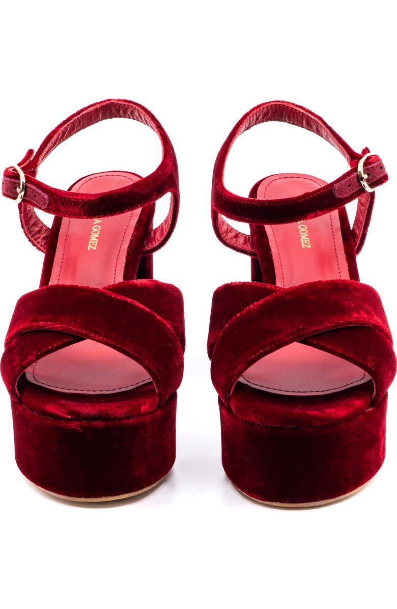 Andrea Gomez Bella Velvet Platform, Alternate, color, Red