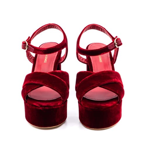 Andrea Gomez Bella Velvet Platfom Sandals In Multi