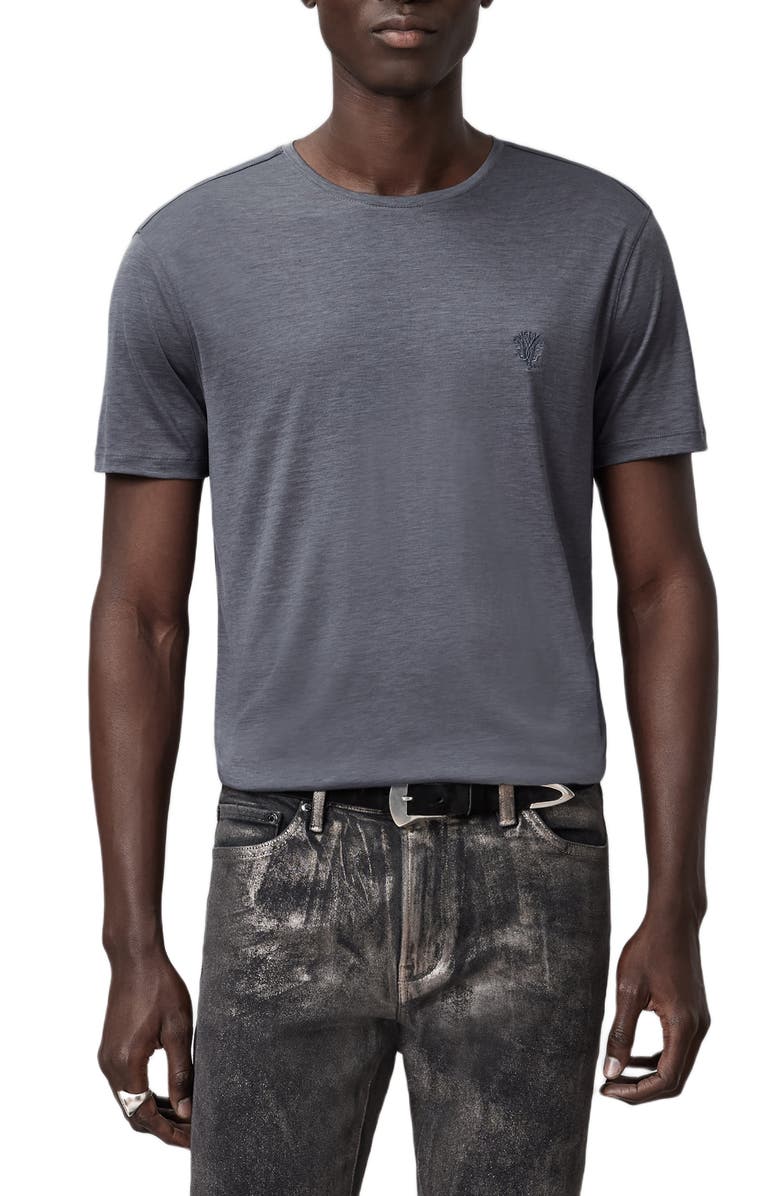 John Varvatos Amato Silk & Cotton T-Shirt, Main, color, Silver