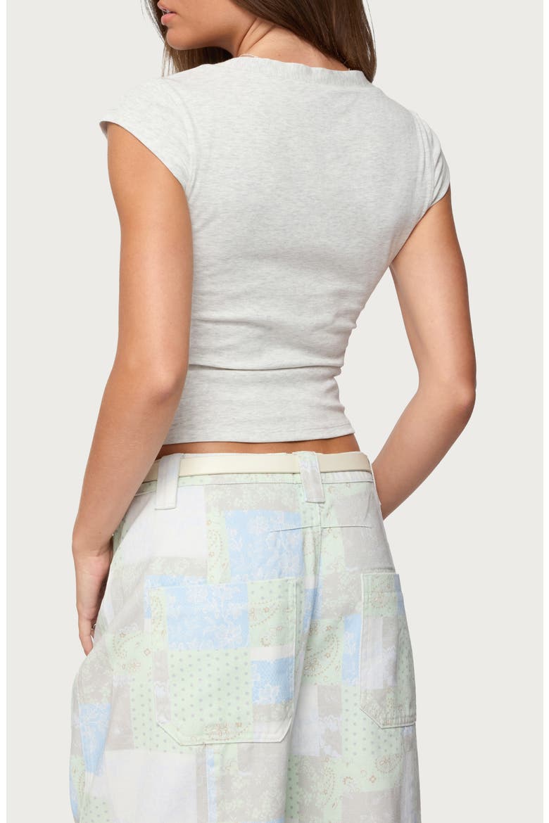 Alza Crop Stretch Cotton Blend Button-Up Shirt, Alternate, color, GRAY-MELANGE
