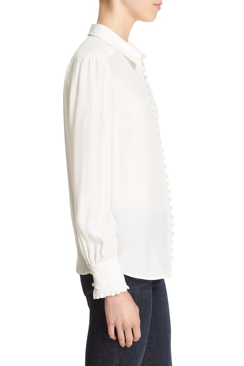 Long Sleeve Silk Blouse, Alternate, color, BLANC